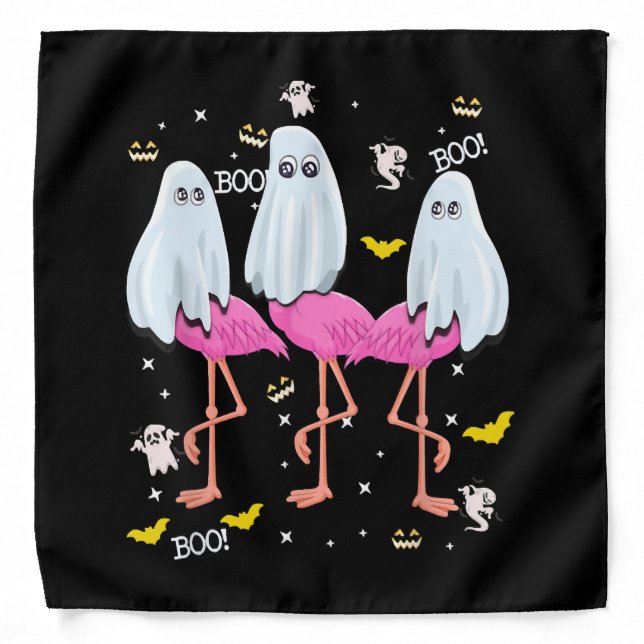 Funny Flamingo Boo Halloween Party Bandana (Front)