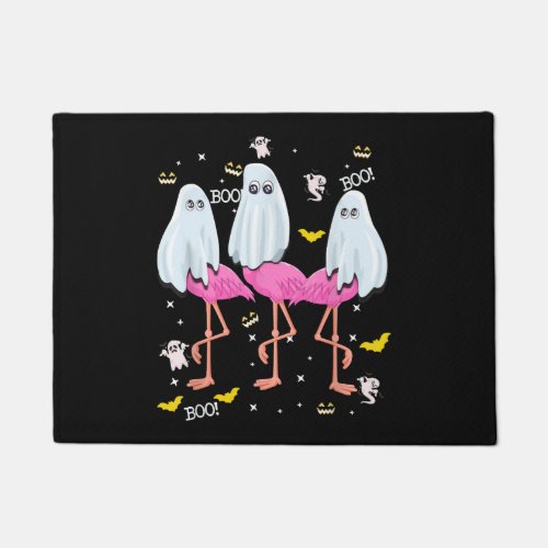 Funny Flamingo Boo Halloween Party Doormat
