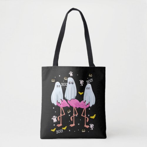 Funny Flamingo Boo Halloween Party Tote Bag