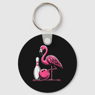 Funny Flamingo Bowling N Bowl Bowler Keychain