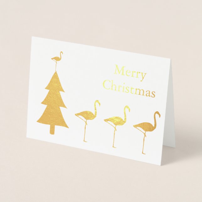 Funny Flamingo Christmas Foil Card (Front)