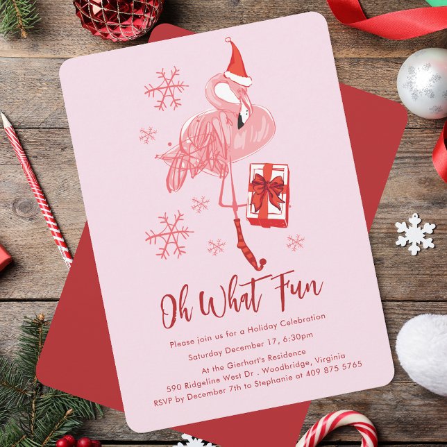 Funny Flamingo Christmas Party Invitation (Funny Flamingo Christmas Party Invitation)