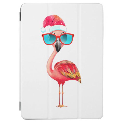 Funny Flamingo Christmas Santa Hat Sunglasses Summ iPad Air Cover