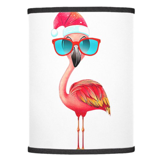 Funny Flamingo Christmas Santa Hat Sunglasses Summ Lamp Shade (Front)