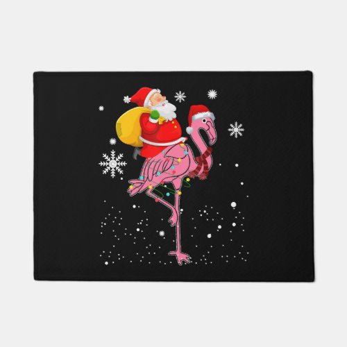 Funny Flamingo Christmas Santa T_Shirt Doormat