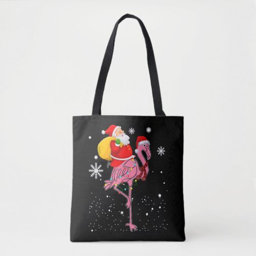 Funny Flamingo Christmas Santa T_Shirt Tote Bag