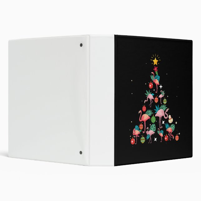 Funny Flamingo Christmas Tree 3 Ring Binder (Background)