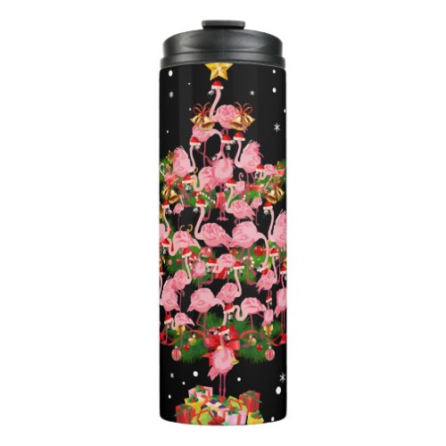 Funny Flamingo Christmas Tree Christmas Flamingo Thermal Tumbler