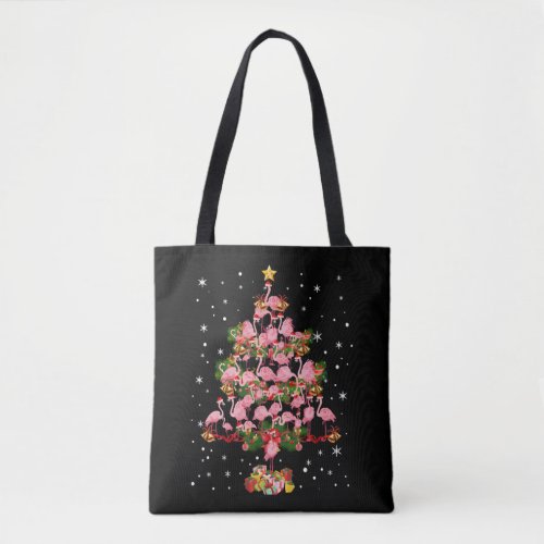 Funny Flamingo Christmas Tree Christmas Flamingo Tote Bag