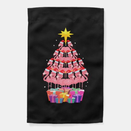 Funny Flamingo Christmas Tree Garden Flag