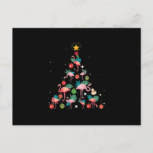 Funny Flamingo Christmas Tree Holiday Postcard