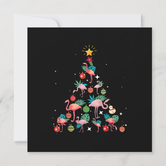 Funny Flamingo Christmas Tree Invitation (Front)