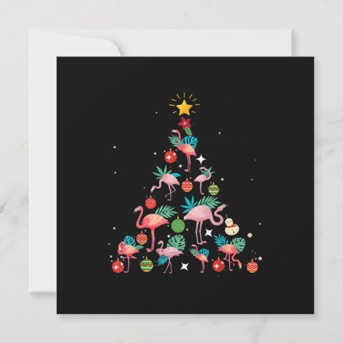 Funny Flamingo Christmas Tree Invitation