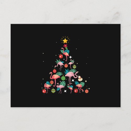 Funny Flamingo Christmas Tree Invitation Postcard