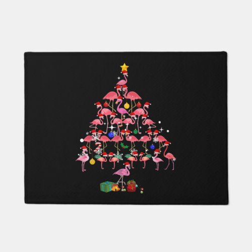 Funny Flamingo Christmas Tree T Shirt Doormat