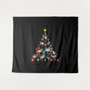 Funny Flamingo Christmas Tree Tapestry