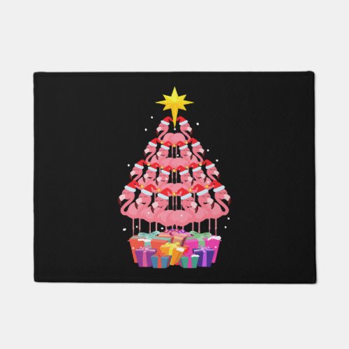 Funny Flamingo Christmas TreeGift Tee Doormat