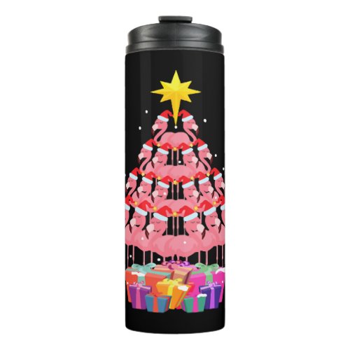 Funny Flamingo Christmas TreeGift Tee Thermal Tumbler