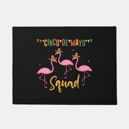 Funny Flamingo Cinco de Mayo Squad Team Fiesta Doormat