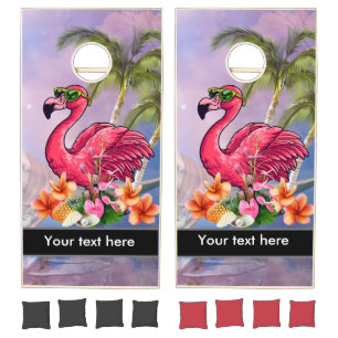 Funny flamingo cornhole set