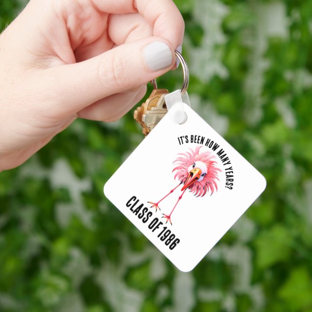 Funny Flamingo Custom School Class Reunion Keychain (Hand)