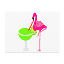Funny Flamingo Drinking a Margarita