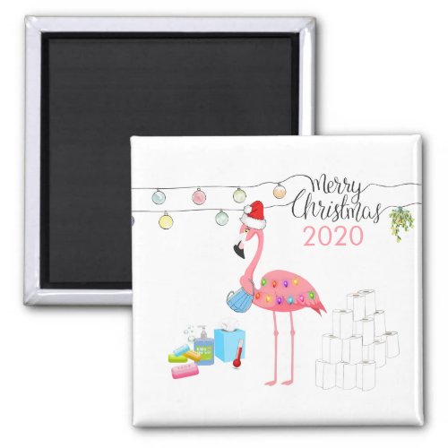 Funny Flamingo Family 2020 Covid Christmas Magnet