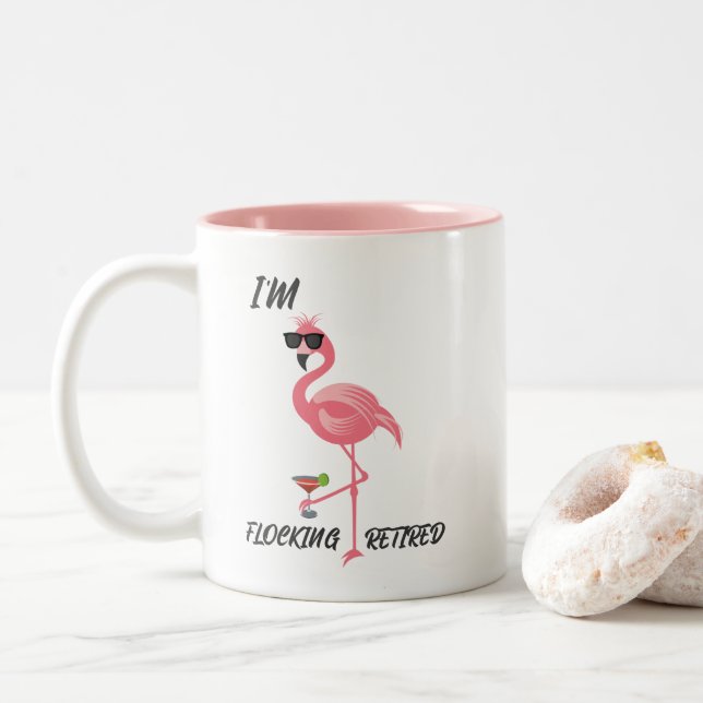 Funny Flamingo Flocking Retired Gift Coffee Mug (With Donut)