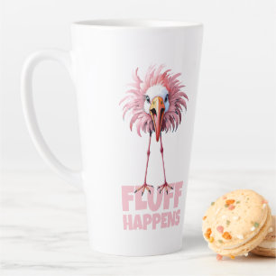 Funny Flamingo Fluff Happens Latte Mug