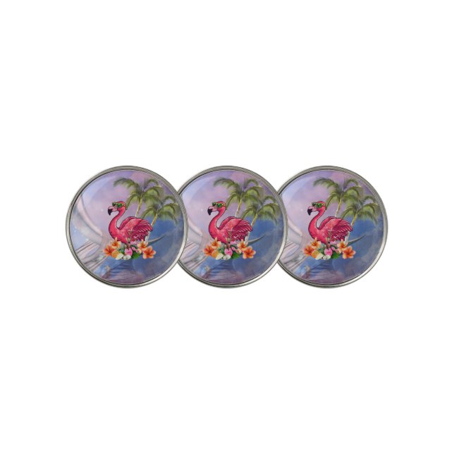 Funny flamingo golf ball marker (3 Up)