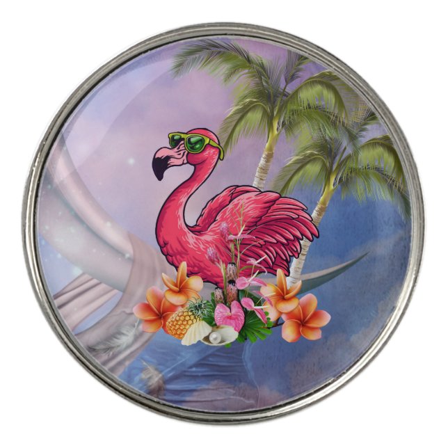 Funny flamingo golf ball marker (Front)