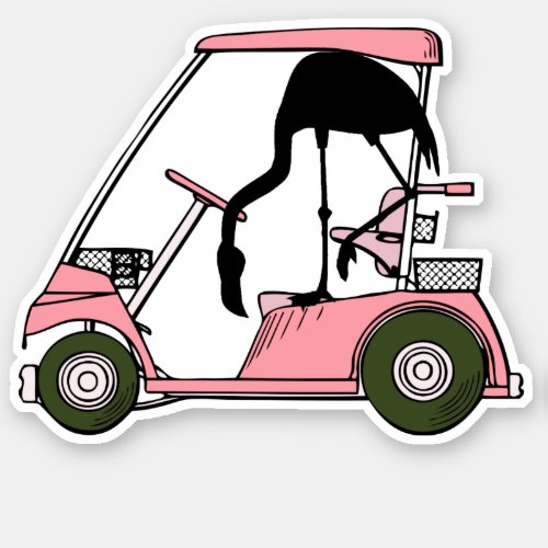Funny Flamingo Golf Cart and Caddy Sticker
