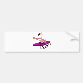 Funny Flamingo Kayaking Bumper Sticker by naturesmiles at Zazzle