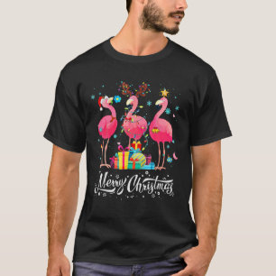 Funny Flamingo Lights Santa Hat Sweater Xmas Tree