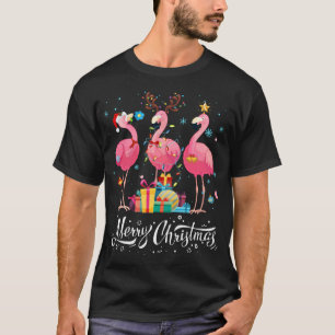 Funny Flamingo Lights Santa Hat Sweater Xmas Tree