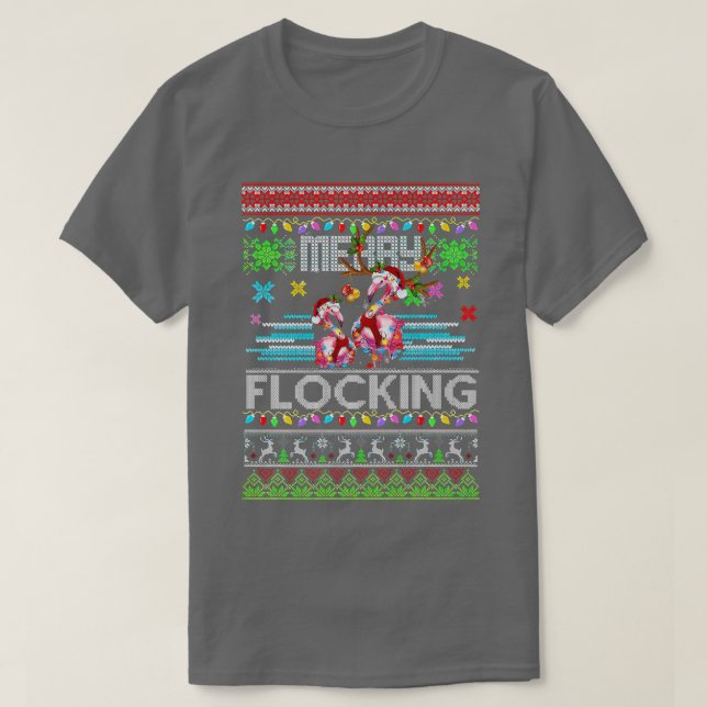 Funny Flamingo Lights Ugly Sweater Christmas Anima (Design Front)
