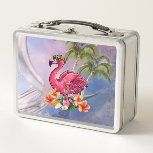 Funny flamingo metal lunch box