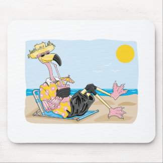funny flamingo on vacation mouse pad