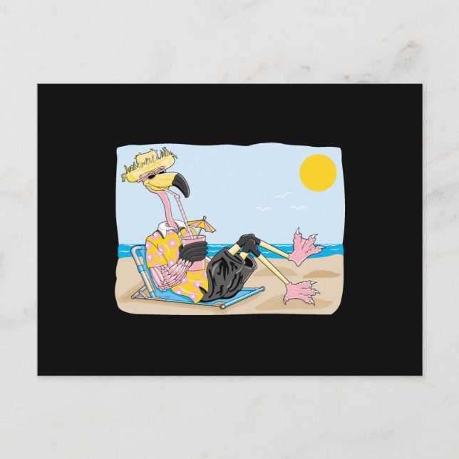 funny flamingo on vacation postcard (Front)