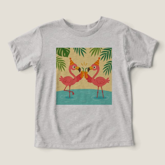 Funny Flamingo Party T-Shirt for Kids Toddler T-shirt (Design Front)