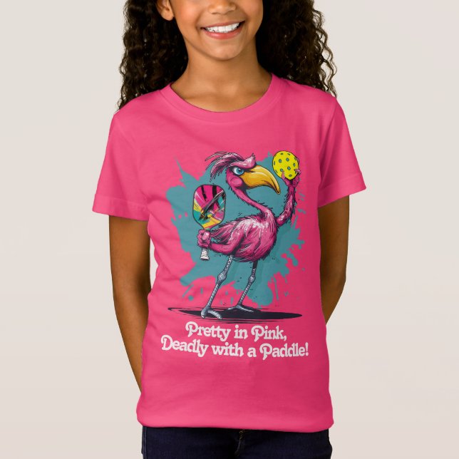 Funny Flamingo Pickleball T-Shirt (Front)