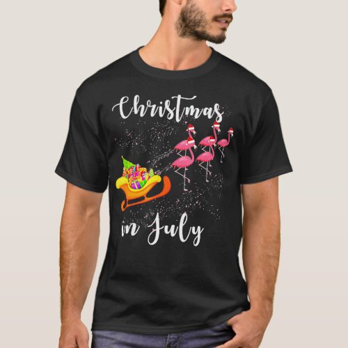 Funny Flamingo Pink Camping  Christmas in July 2 T_Shirt