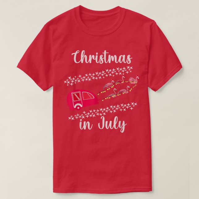 Funny Flamingo Pink Retro Camping Car Christmas in T-Shirt (Design Front)
