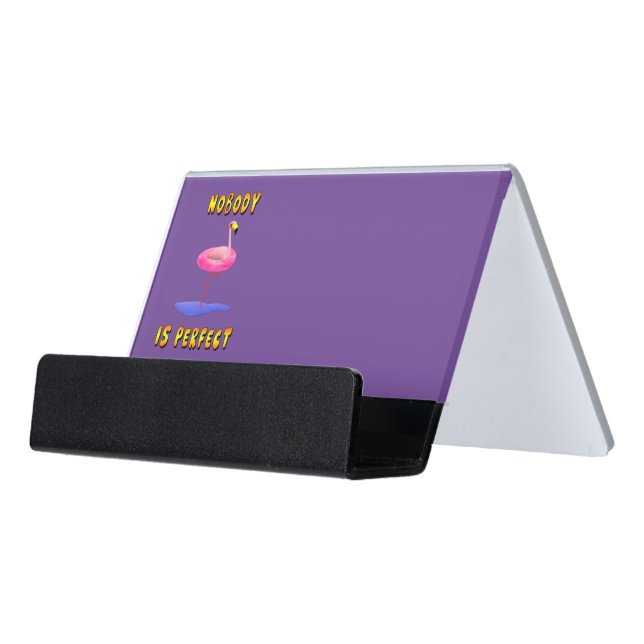 Funny Flamingo Quote Business Card Holder (Angled Front)