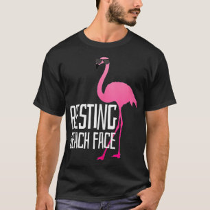 Funny Flamingo Resting Beach Face T-Shirt