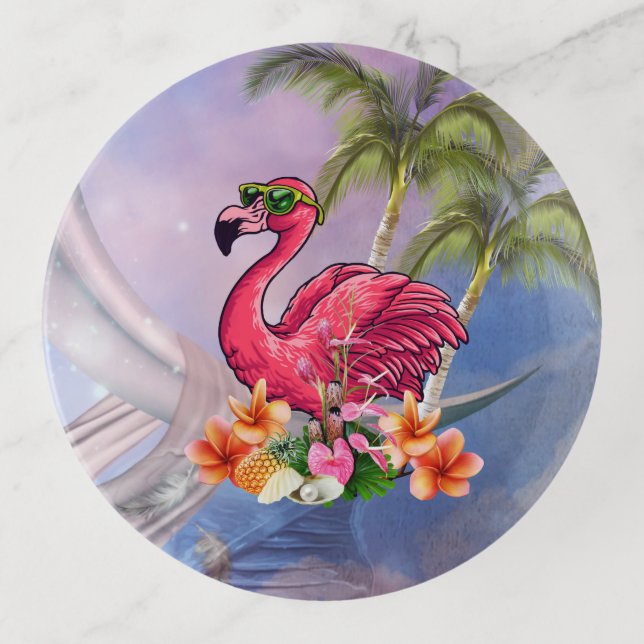 Funny flamingo trinket tray (Front)