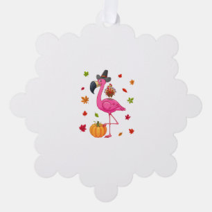 Funny Flamingo Turkey Thanksgiving Pumpkin Ornament Card
