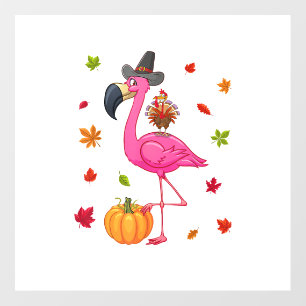 Funny Flamingo Turkey Thanksgiving Pumpkin Wall Decal