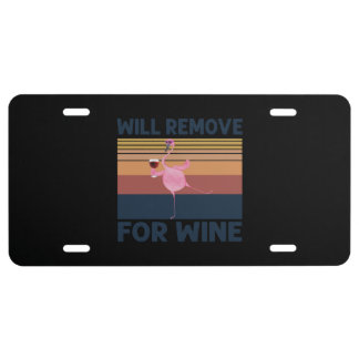 Funny Flamingo Will Remove For Wine Cute Flamingo License Plate