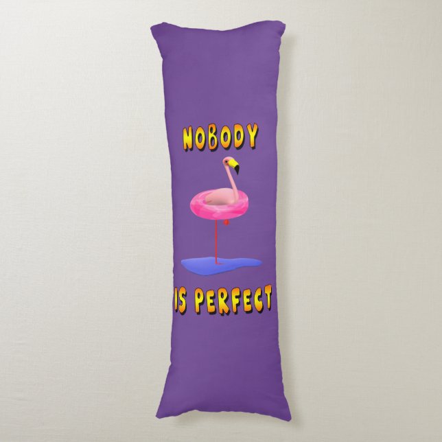 Funny flamingo with real swimming ring  body pillow (Front Vertical)